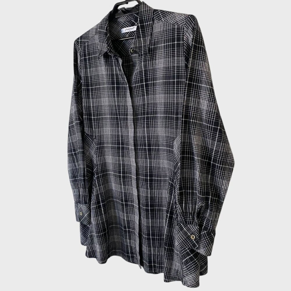 Foxcroft Cici Plaid Perfection Tunic Black Women's Size 14 Button-Up Long-Sleeve - Picture 2 of 12
